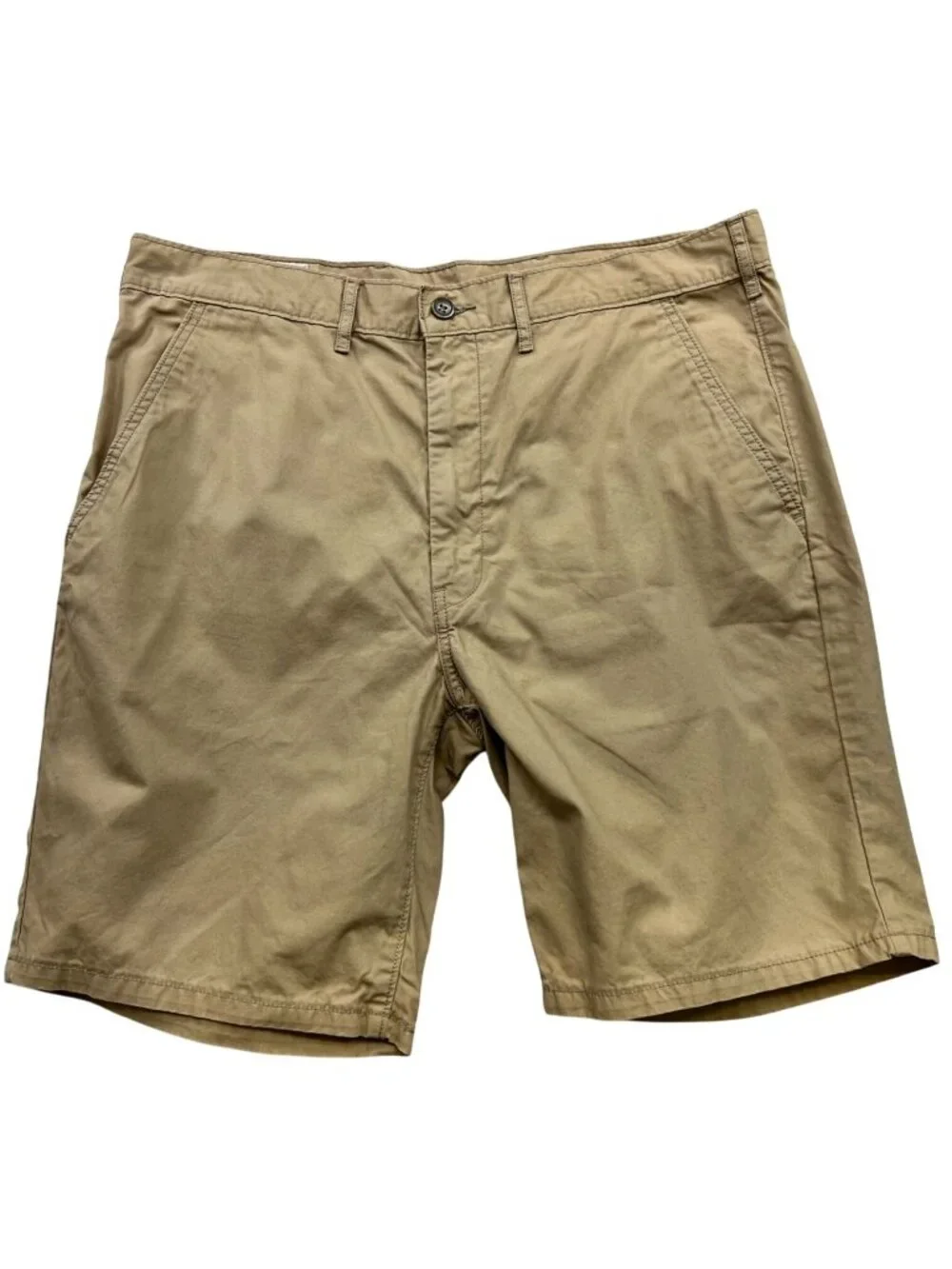 Levis Men's Cotton Chino Shorts Flat Front Stretch Size 36 Khaki Solid Casual